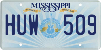 MS license plate HUW509