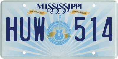 MS license plate HUW514