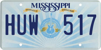 MS license plate HUW517
