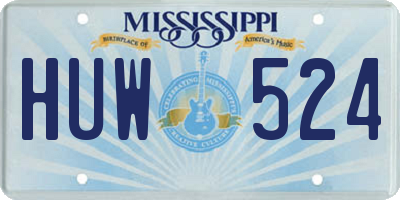 MS license plate HUW524