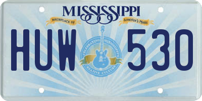 MS license plate HUW530