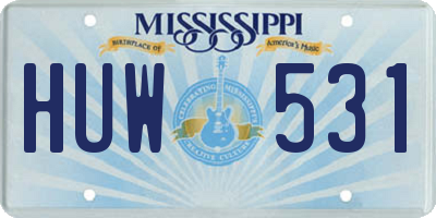 MS license plate HUW531