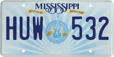 MS license plate HUW532