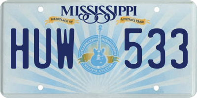 MS license plate HUW533