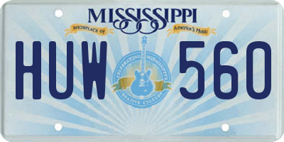 MS license plate HUW560