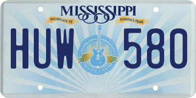 MS license plate HUW580