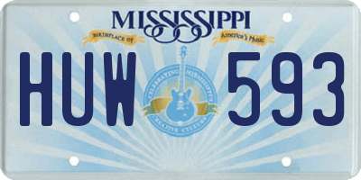 MS license plate HUW593