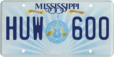 MS license plate HUW600