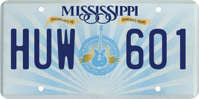MS license plate HUW601