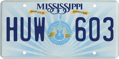 MS license plate HUW603