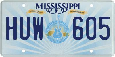 MS license plate HUW605