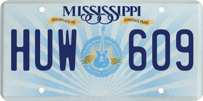 MS license plate HUW609