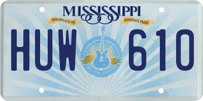 MS license plate HUW610