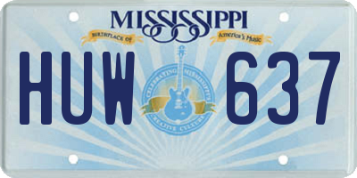 MS license plate HUW637