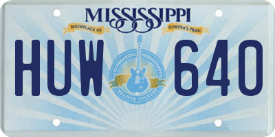 MS license plate HUW640