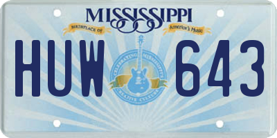 MS license plate HUW643