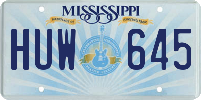MS license plate HUW645