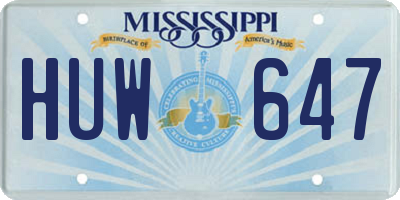 MS license plate HUW647