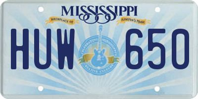MS license plate HUW650