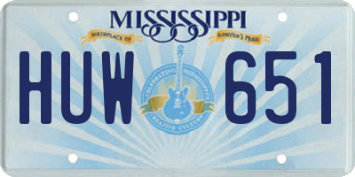 MS license plate HUW651