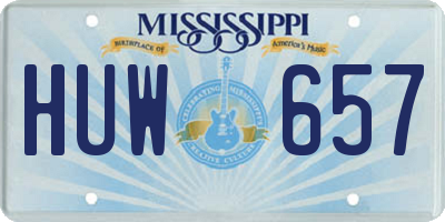 MS license plate HUW657