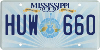 MS license plate HUW660