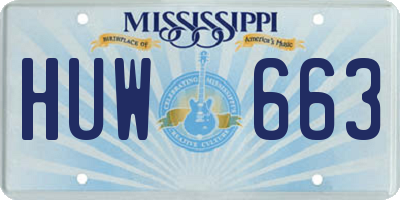 MS license plate HUW663