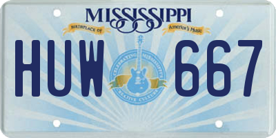 MS license plate HUW667