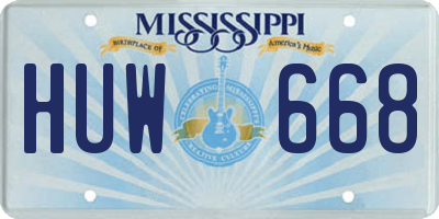 MS license plate HUW668