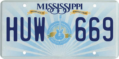 MS license plate HUW669