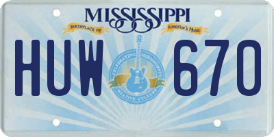 MS license plate HUW670