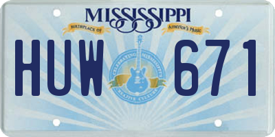 MS license plate HUW671