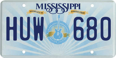 MS license plate HUW680