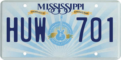 MS license plate HUW701