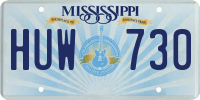 MS license plate HUW730