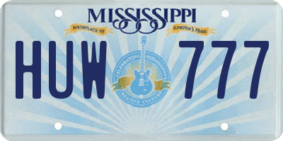 MS license plate HUW777