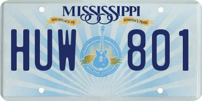 MS license plate HUW801