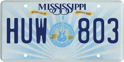MS license plate HUW803