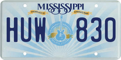 MS license plate HUW830