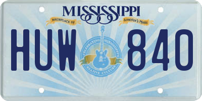 MS license plate HUW840