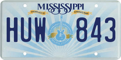 MS license plate HUW843