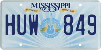 MS license plate HUW849