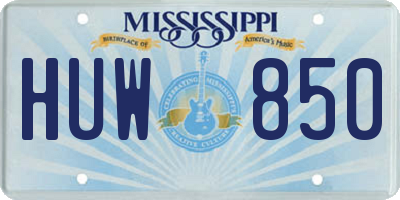 MS license plate HUW850