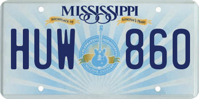 MS license plate HUW860