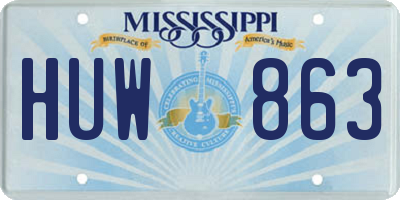 MS license plate HUW863
