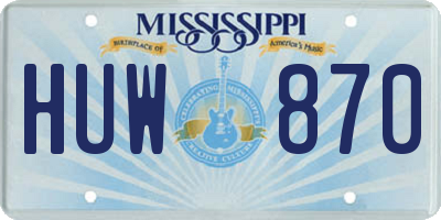MS license plate HUW870
