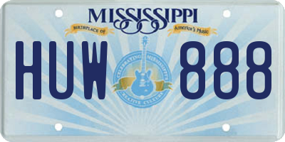 MS license plate HUW888