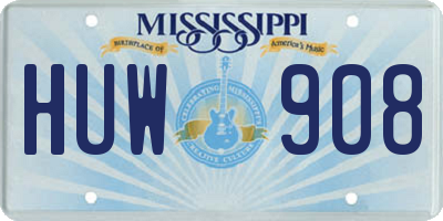 MS license plate HUW908