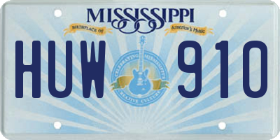 MS license plate HUW910