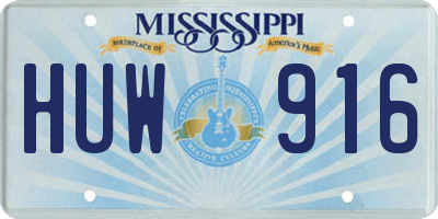 MS license plate HUW916
